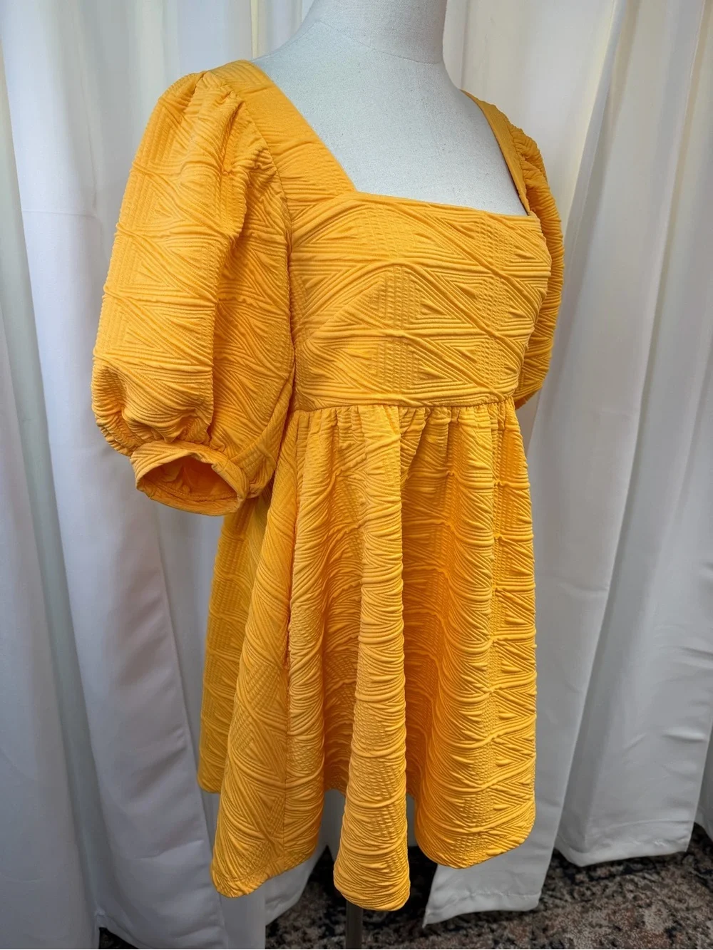 Free People ‘Violet’ Textured Mini Dress in Golden Yellow / Orange Size Small